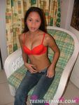 Vivid Red Bra Unbuttoning Jeans